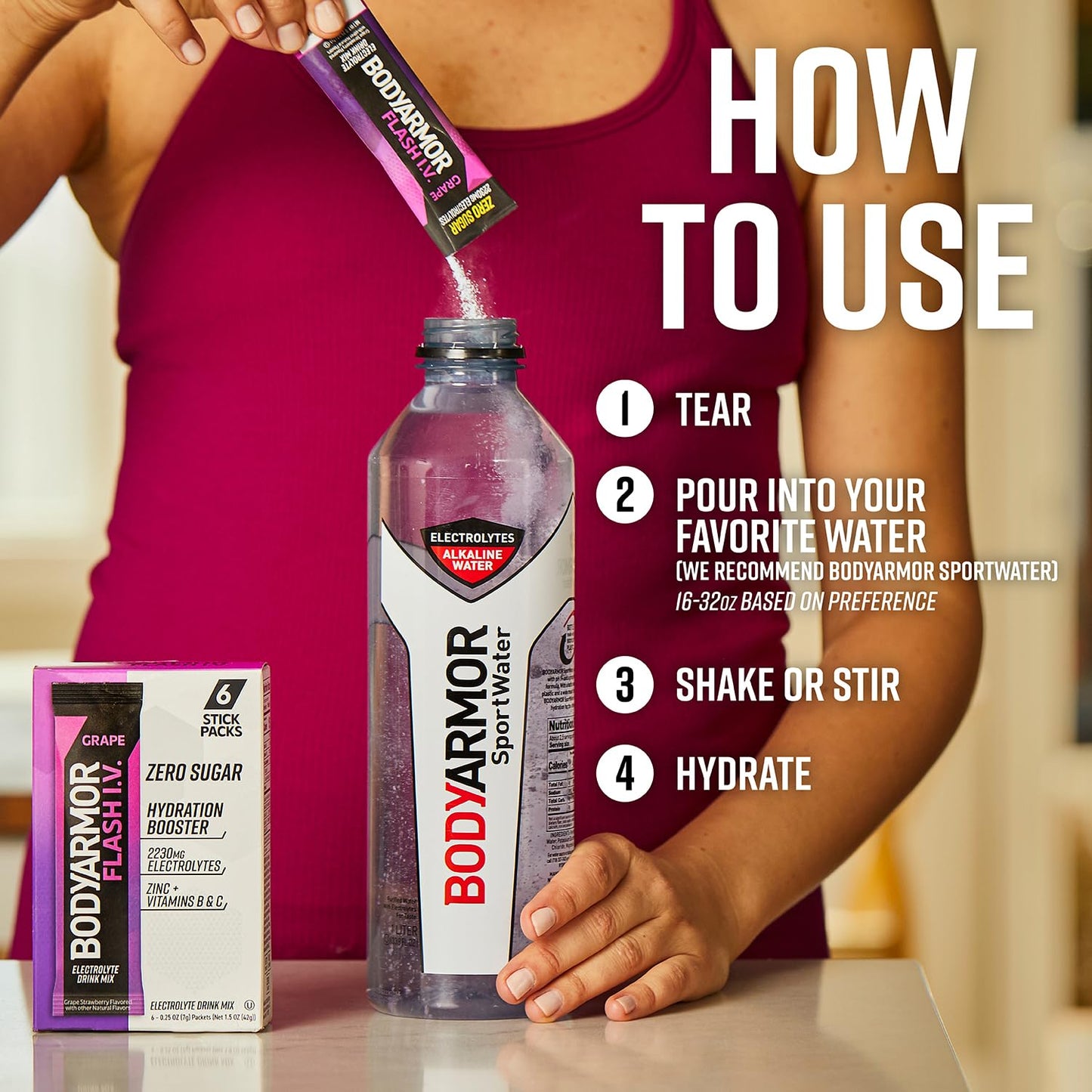 Rapid Rehydration Bundle: Flash IV Electrolyte Packet + Sportwater Alkaline Water - Sport Drink Mix Combo