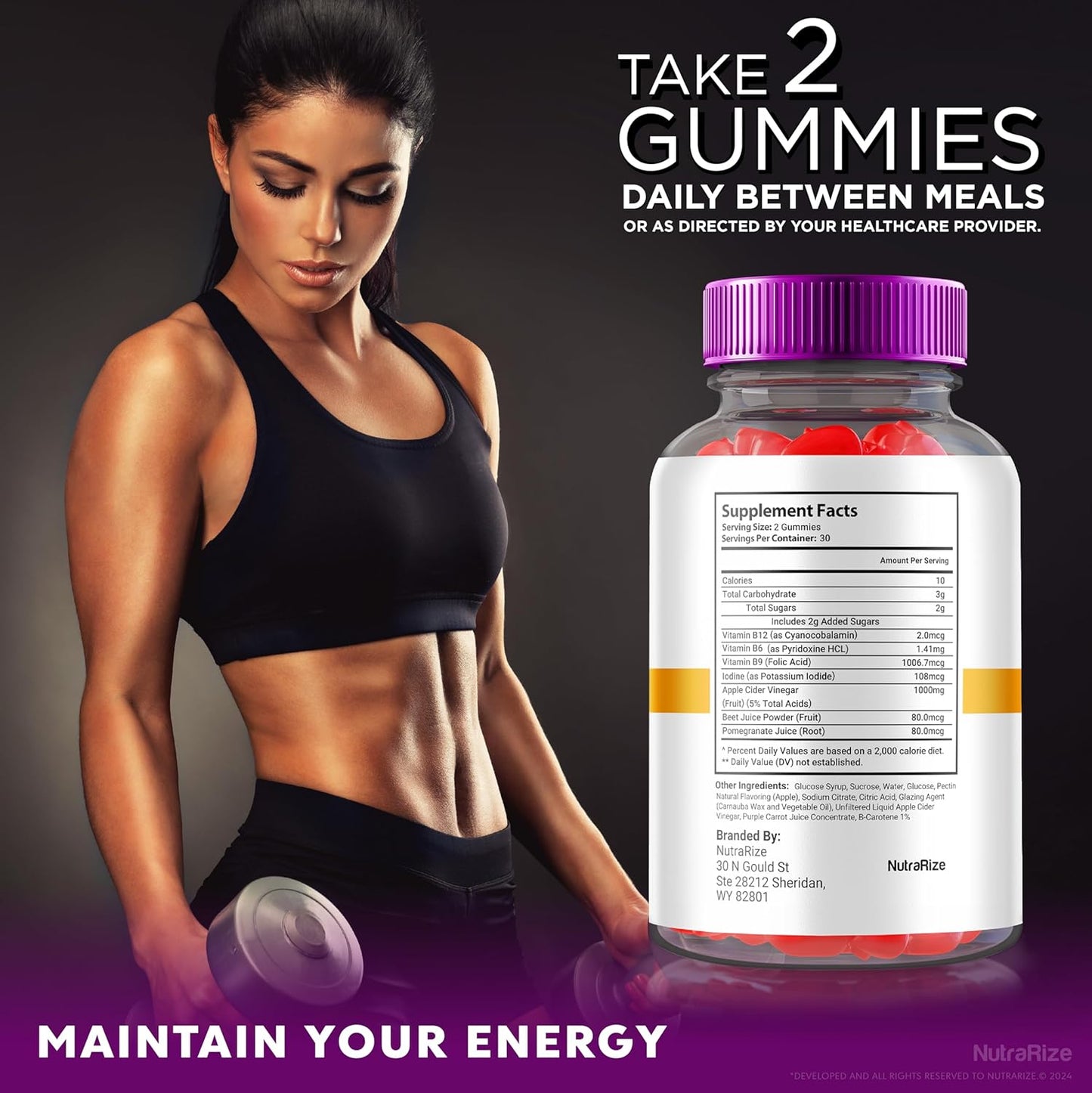 Rapid Ripped Keto ACV Gummies - Maximum Strength 1000 MG Keto Vitamins with All Natural Apple Cider Vinegar - 60 Gummies
