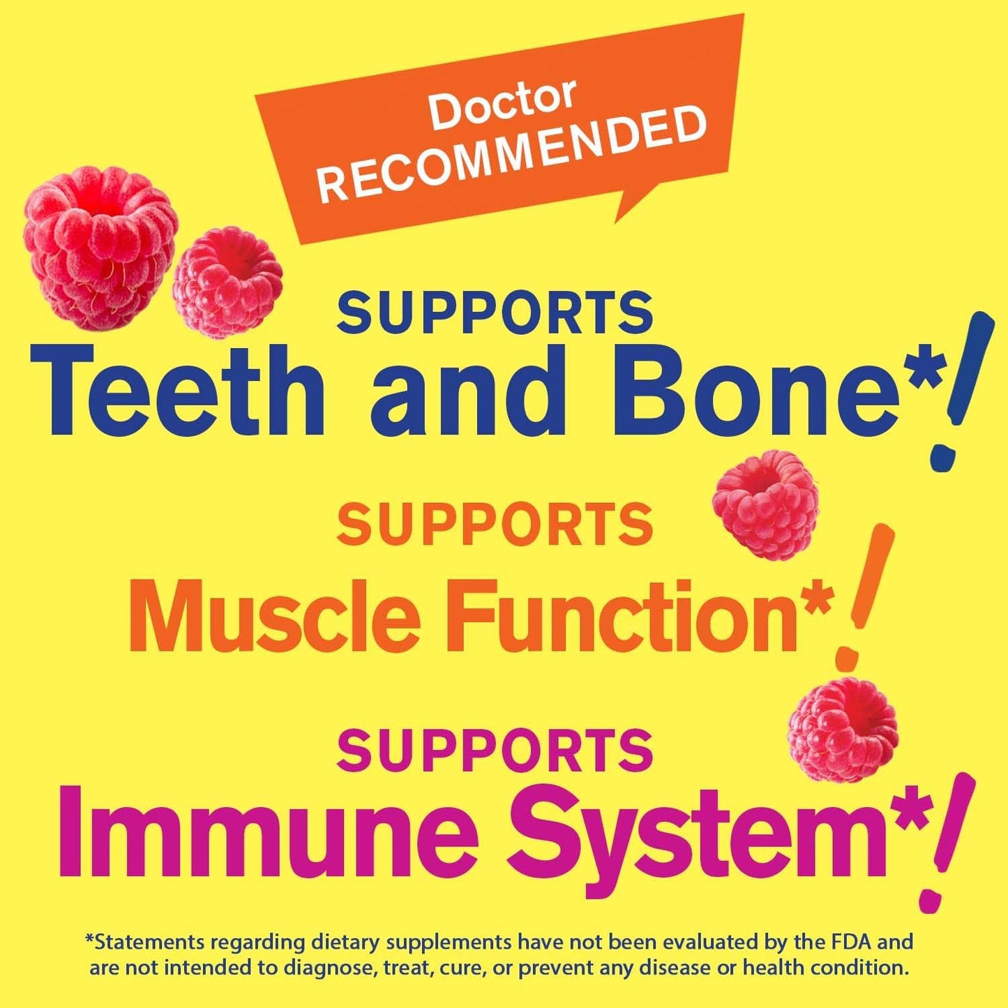 Raspberry Flavored Calcium Magnesium Gummies with Vitamin D3 - Supports Bone, Muscle, Nerve, and Immune Health - 90 Count, Gluten Free, Non GMO - Men and Women's Wellness Supplement