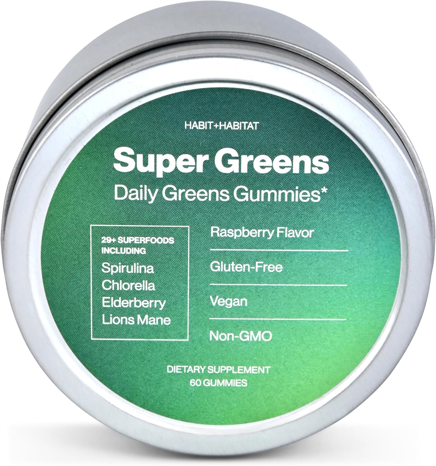 Raspberry Flavored Daily Greens Gummies with Chlorella, Spirulina, Beetroot, Lions Mane, Ashwagandha, and Reishi for Vitality and Wellness