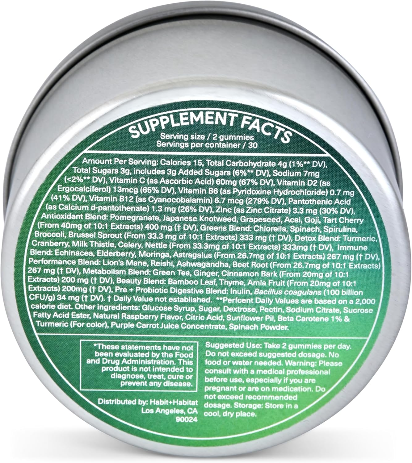 Raspberry Flavored Daily Greens Gummies with Chlorella, Spirulina, Beetroot, Lions Mane, Ashwagandha, and Reishi for Vitality and Wellness