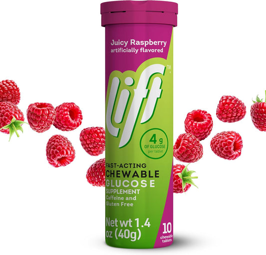 Raspberry Flavored Lift Glucose Chewable Energy Tablets, Fast-Acting Formula - 120 ct Tube Pack - BoostGo Australia