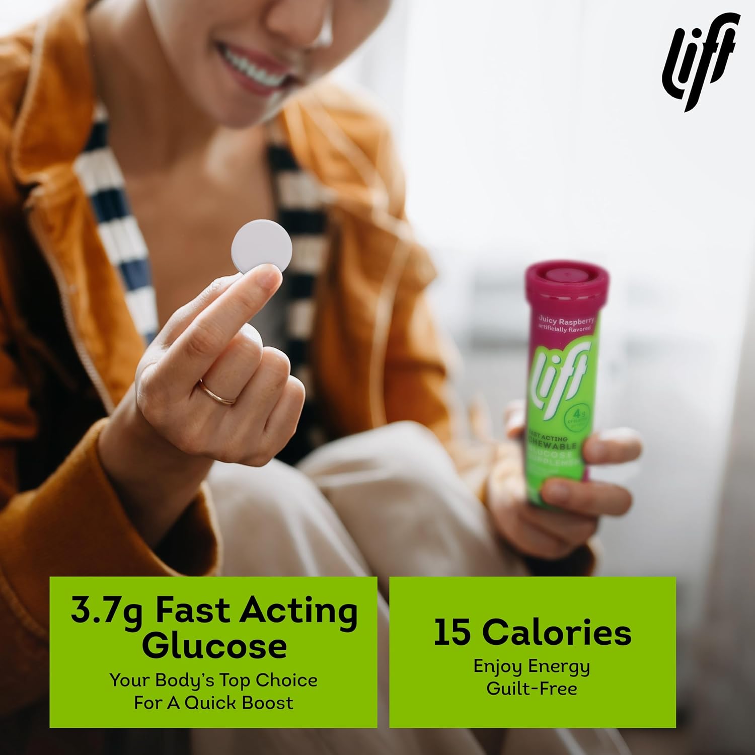 Raspberry Flavored Lift Glucose Chewable Energy Tablets, Fast-Acting Formula - 120 ct Tube Pack - BoostGo Australia