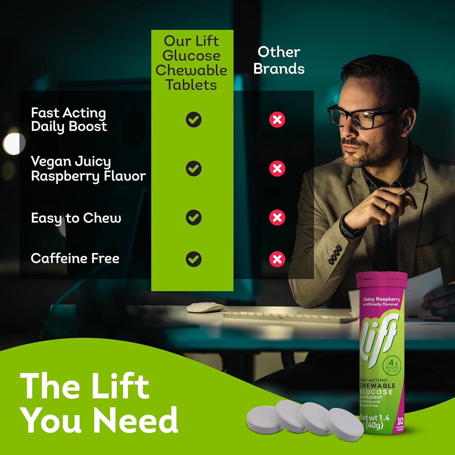 Raspberry Flavored Lift Glucose Chewable Energy Tablets, Fast-Acting Formula - 120 ct Tube Pack - BoostGo Australia