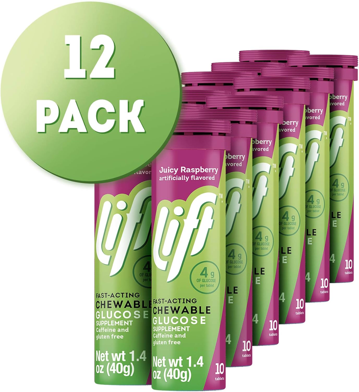 Raspberry Flavored Lift Glucose Chewable Energy Tablets, Fast-Acting Formula - 120 ct Tube Pack - BoostGo Australia