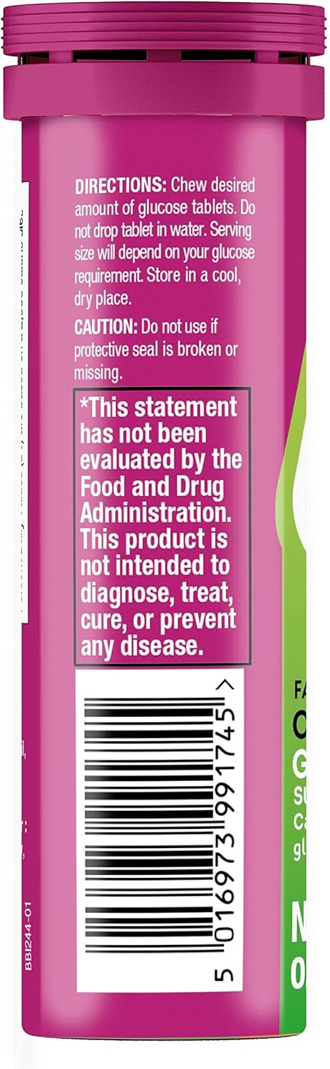 Raspberry Flavored Lift Glucose Chewable Energy Tablets, Fast-Acting Formula - 120 ct Tube Pack - BoostGo Australia