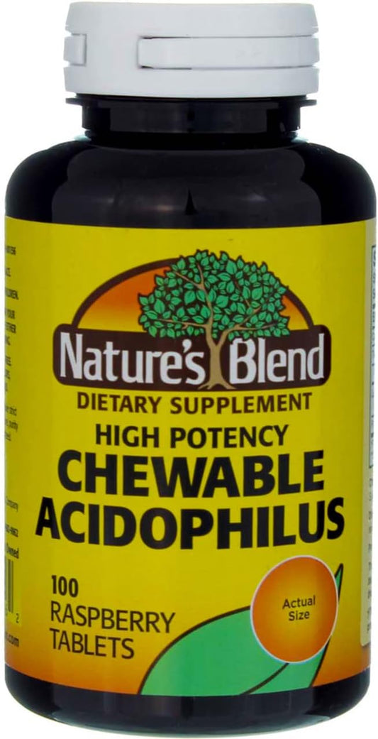 Raspberry Flavored Nature's Blend Acidophilus Chewable Tablets - 200 Count, 2-Pack