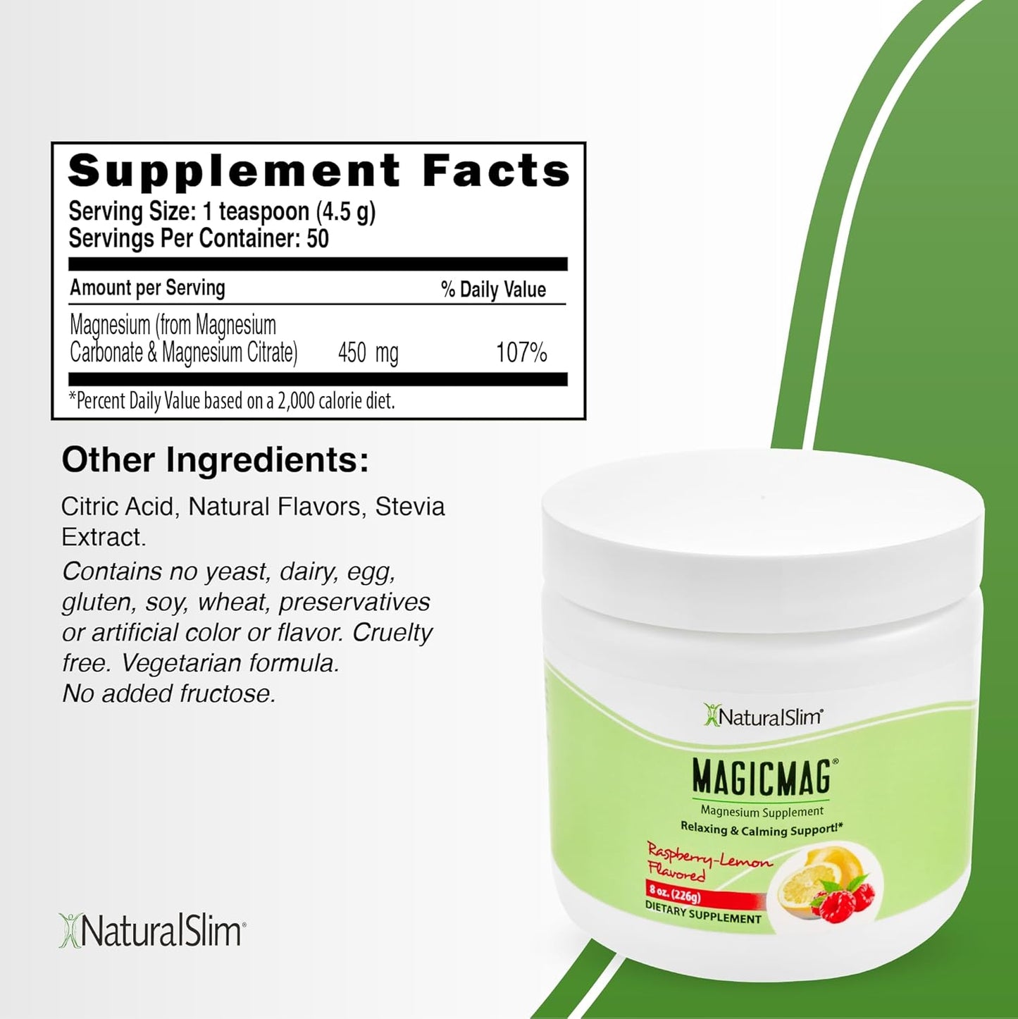 Raspberry Lemon Magnesium Citrate Powder Drink Mix - 8oz (3 Pack) | Supports Stress, Constipation, Muscle, Heart Health, and Sleep
