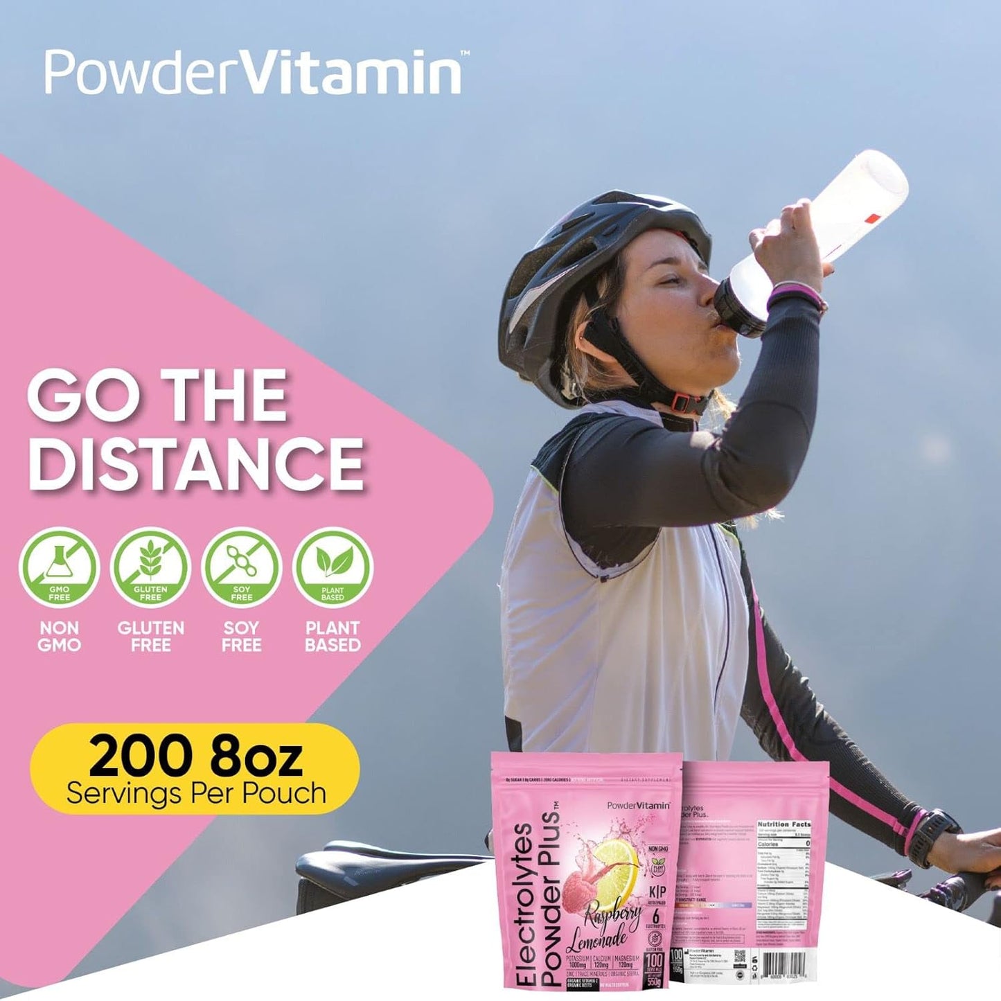Raspberry Lemonade Electrolyte Powder - 100 Servings, Zero Calorie Keto Hydration with Potassium, Calcium, Magnesium