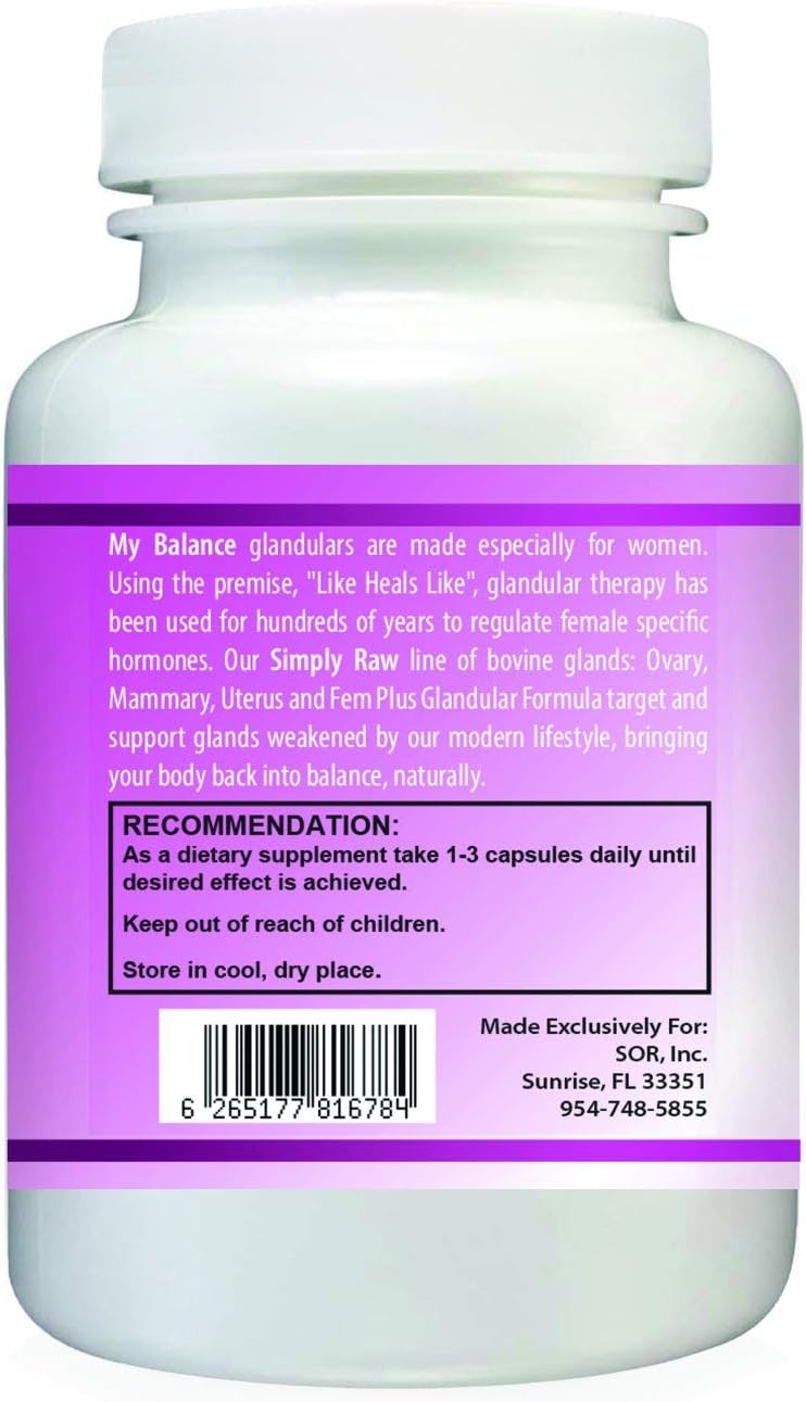 Raw Bovine Ovarian Glandular Supplement for Women's Hormonal Balance - 90 Capsules