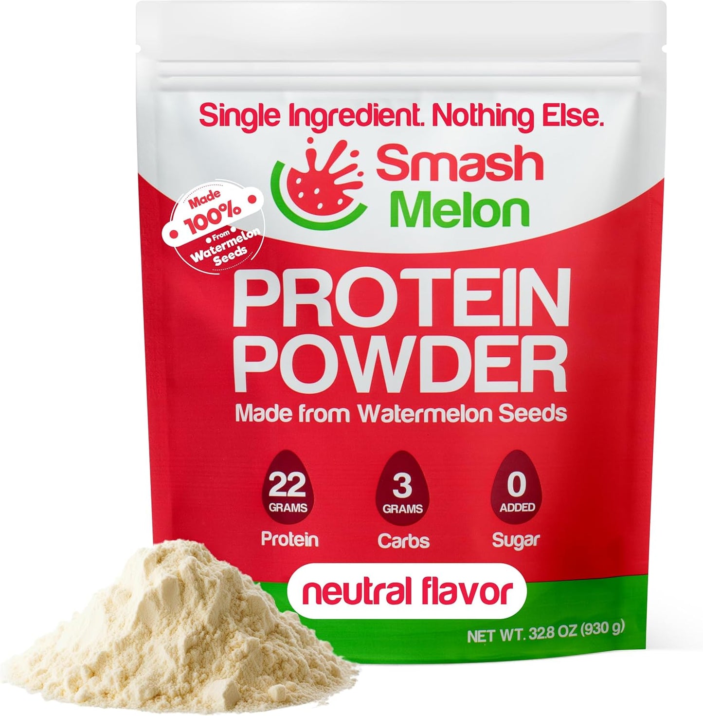 Raw Cold-Pressed Watermelon Seed Protein Powder - Single-Ingredient Unflavored Protein for Shakes or Baking