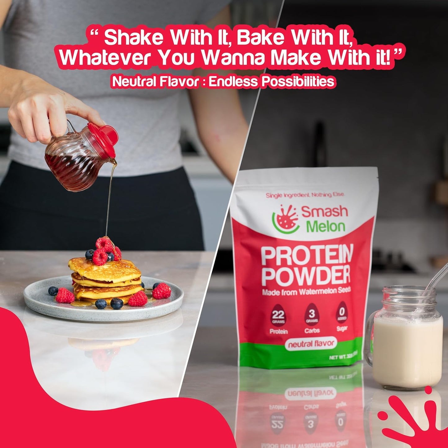 Raw Cold-Pressed Watermelon Seed Protein Powder - Single-Ingredient Unflavored Protein for Shakes or Baking