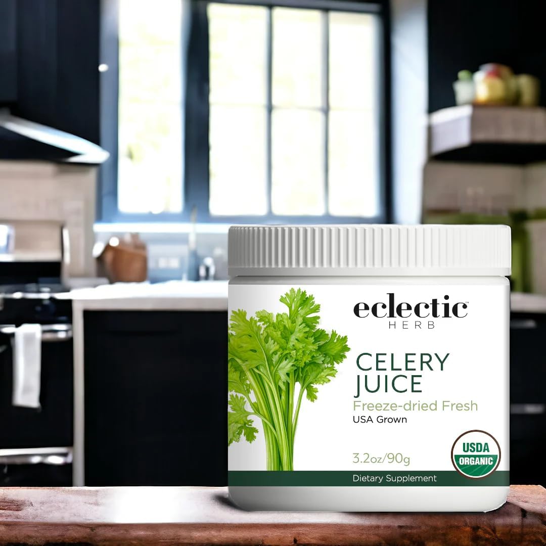 Raw Fresh Freeze-Dried Celery Whole Food Powder by Eclectic Institute - 3.2 oz (90 g)