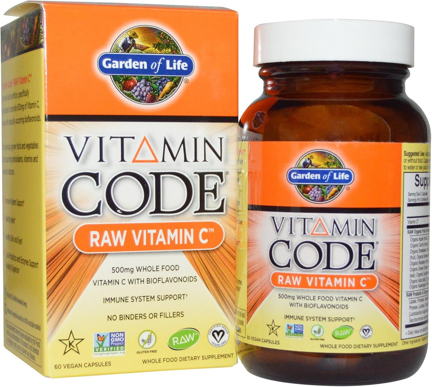 Raw Garden Vitamin Code C Capsules - 60 Count for Immune Support & Overall Health