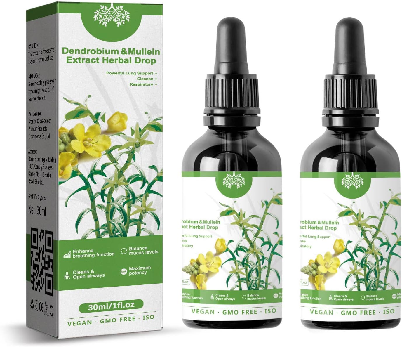 RCSCBC 2024 Years Lung Support Drops with Dendrobium & Mullein Extract, 30ml Herbal Care Essence (2pcs)