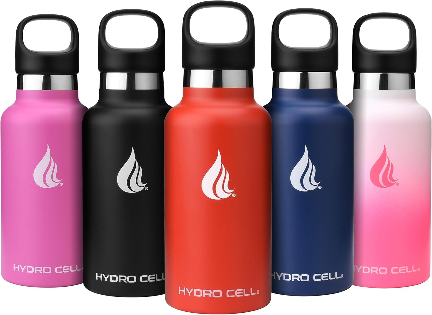 Red 16oz HYDRO CELL Stainless Steel Water Bottle with Straw, 2 Lids, Double Wall Vacuum Insulation - Hot/Cold Leak Proof Sports Design