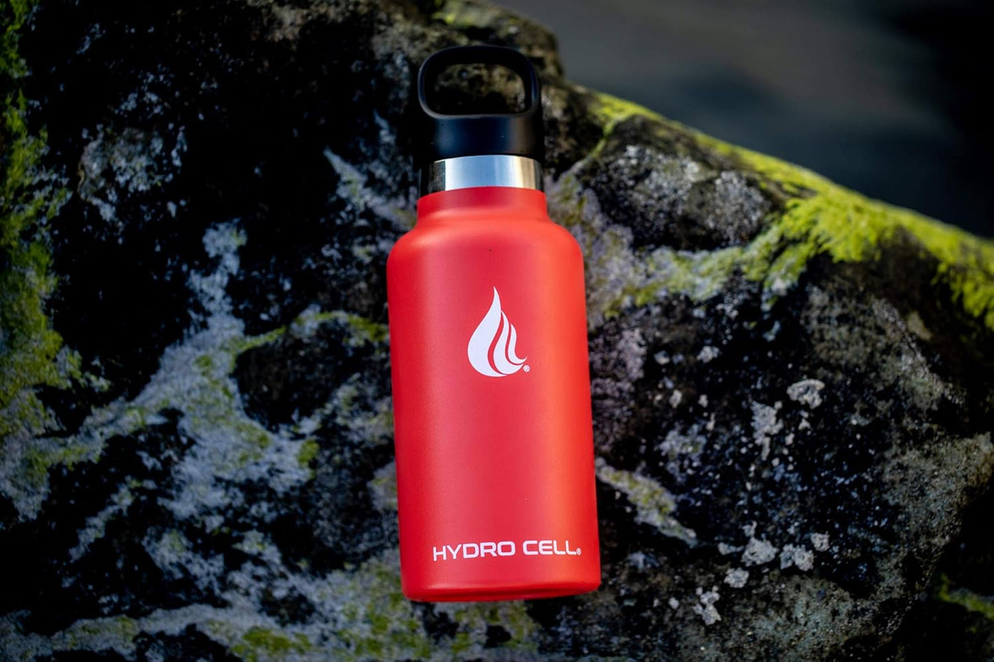 Red 16oz HYDRO CELL Stainless Steel Water Bottle with Straw, 2 Lids, Double Wall Vacuum Insulation - Hot/Cold Leak Proof Sports Design