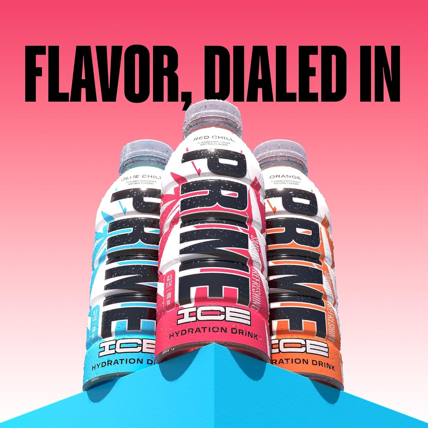 RED CHILL PRIME ICE Hydration Sports Drink with BCAAs, B Vitamins, Antioxidants - 12 Pack of 16.9 Fl Oz Bottles for Ultimate Hydration