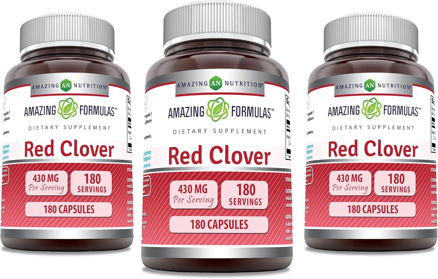 Red Clover 430mg Capsules Supplement - Non-GMO & Gluten Free - Made in USA - 180 Count (3 Pack)