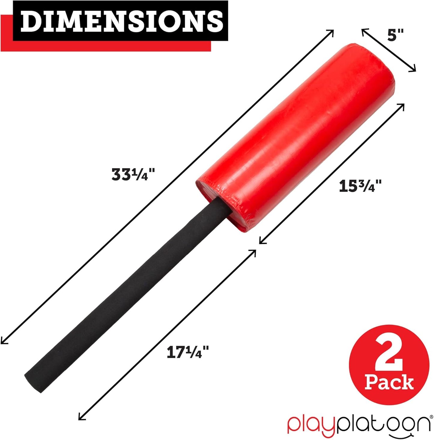 Red Contact Sticks 2 Pack for Football Training, Play Platoon Padded Blocking Guards for Defender Simulation in Basketball, Lacrosse, and Boxing