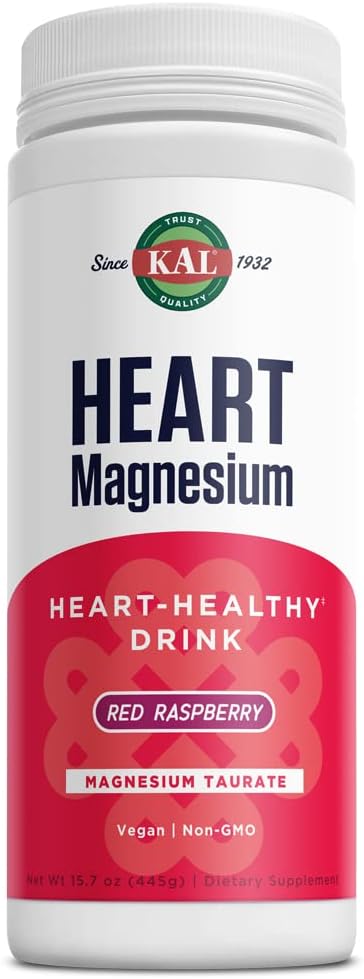 Red Raspberry Magnesium Taurate Powder Heart Health Drink Mix - Vegan, Sugar Free Supplement for Inflammation - 100 Servings