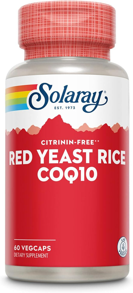 Red Yeast Rice Plus CoQ-10 & No-Flush Niacin B-3 for Heart Health, Non-Irradiated, Citrinin Free - 60 VegCaps, 60 Servings