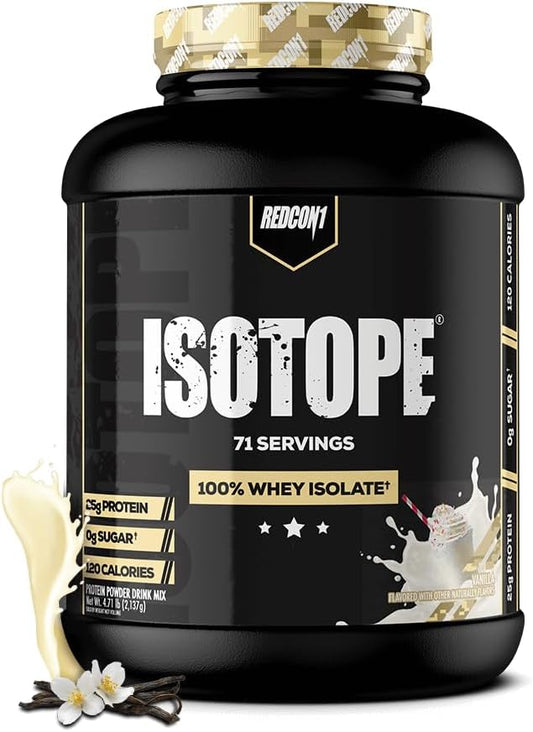 REDCON1 Isotope Vanilla Whey Isolate: Keto-Friendly Protein Powder with Zero Sugar (71 Servings)