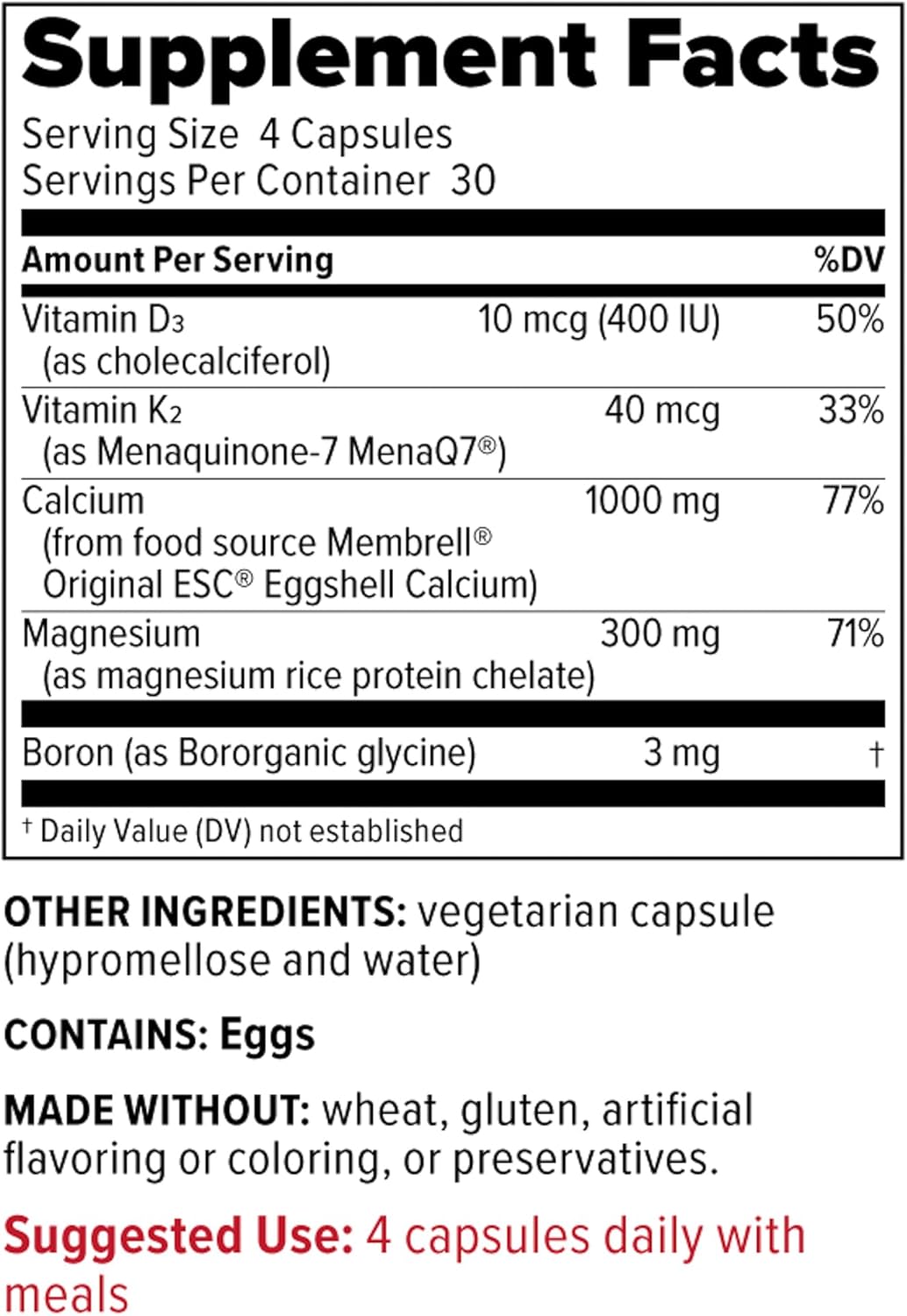 Redd Remedies Bone Health Advanced: Strong Bone Support with Vitamin D3 and Calcium - 120 Vegetarian Capsules