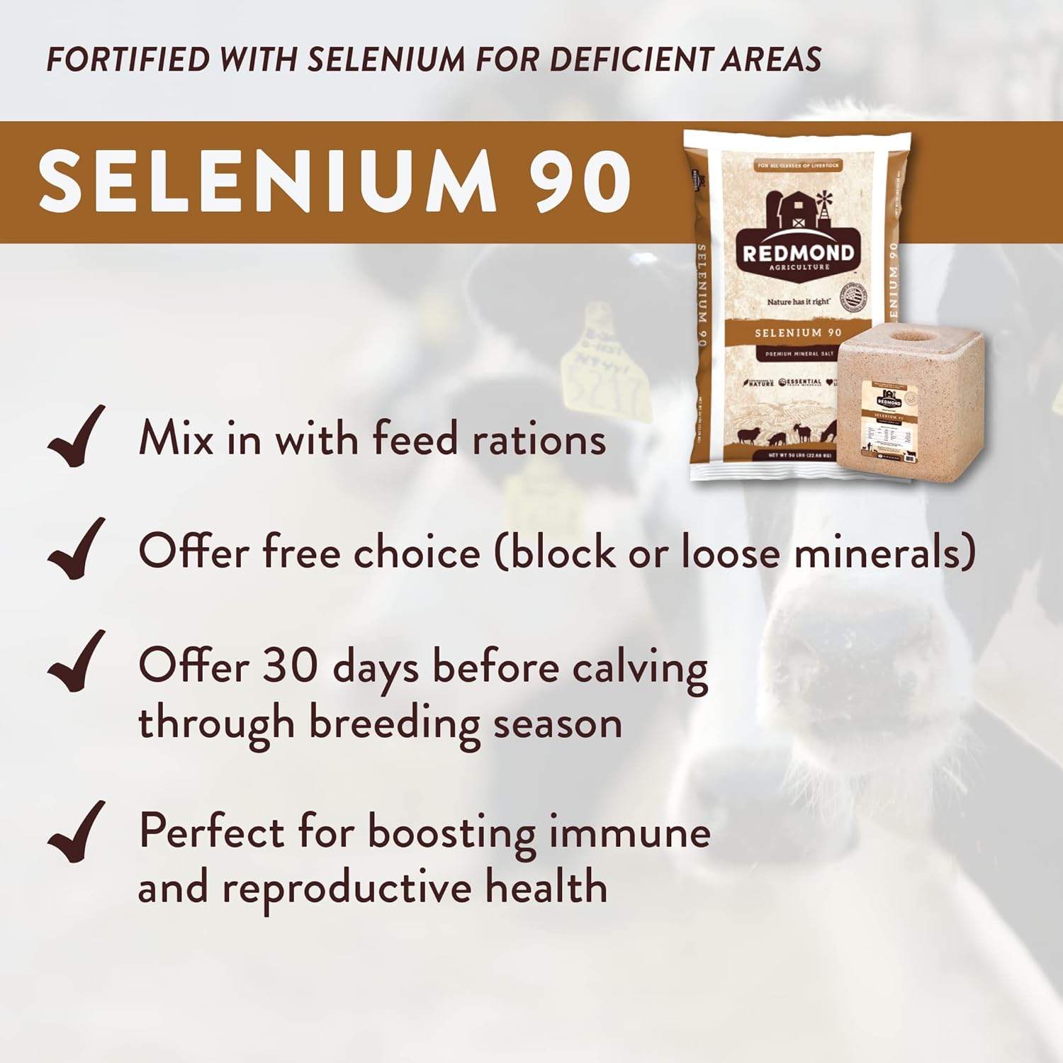 Redmond Agriculture Selenium 90 Mineral Salt - Premium Quality for Livestock Health