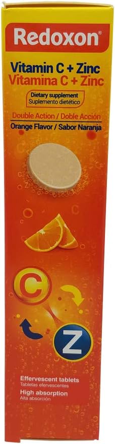 Redoxon Orange Flavor Vitamin C & Zinc Tablets for Immune Support, Energy Boost, and Health - 60 Tablets in Total