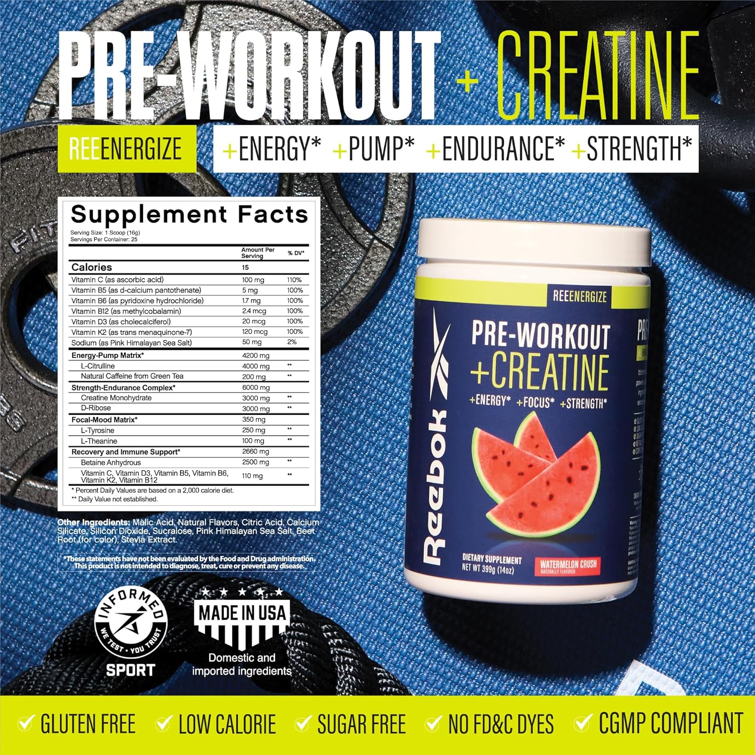 Reebok Complete Athletic Performance System with ReeEnergize Pre-Workout, ReeCover BCAA + EAA, ReeBuild Whey + Collagen