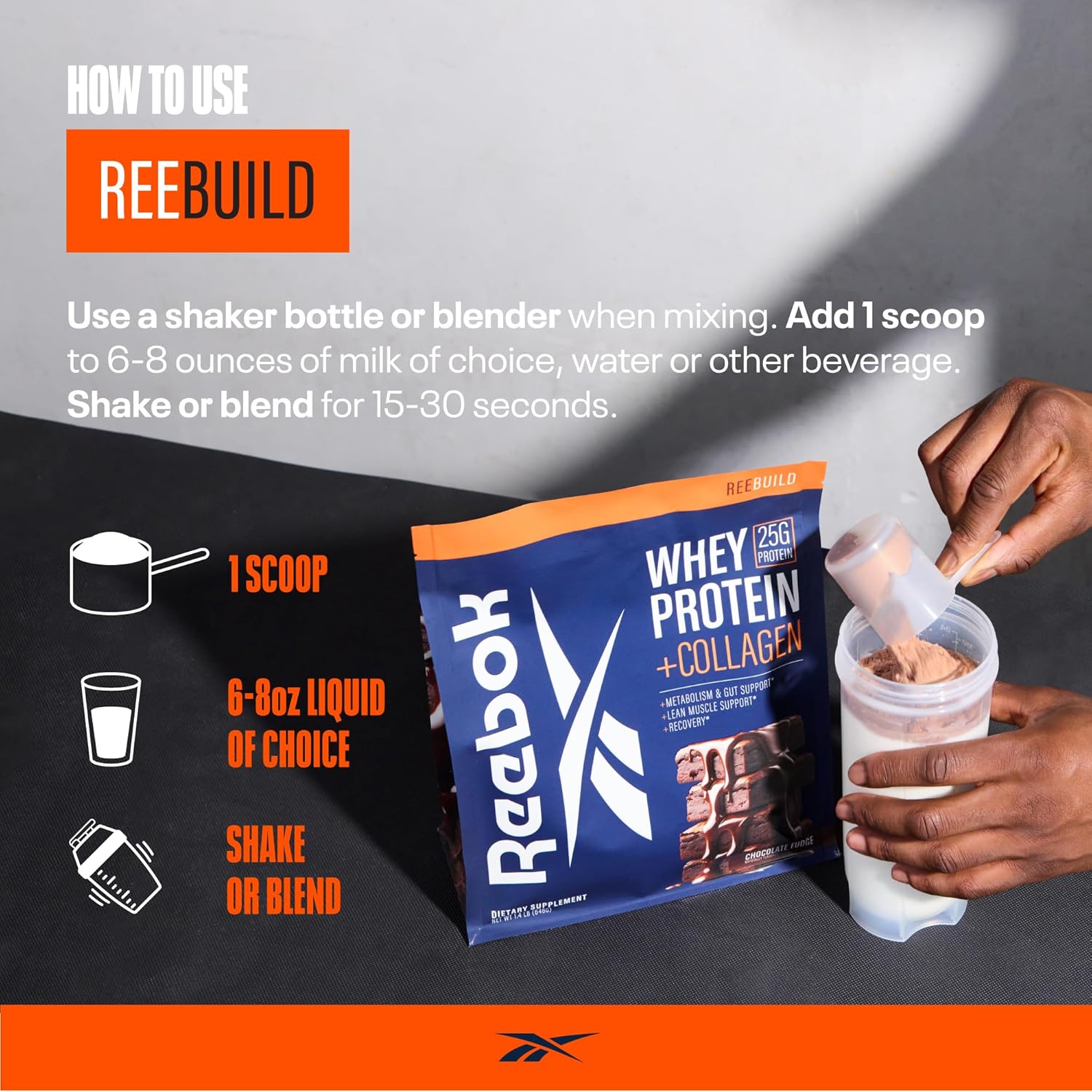 Reebok Complete Athletic Performance System with ReeEnergize Pre-Workout, ReeCover BCAA + EAA, ReeBuild Whey + Collagen