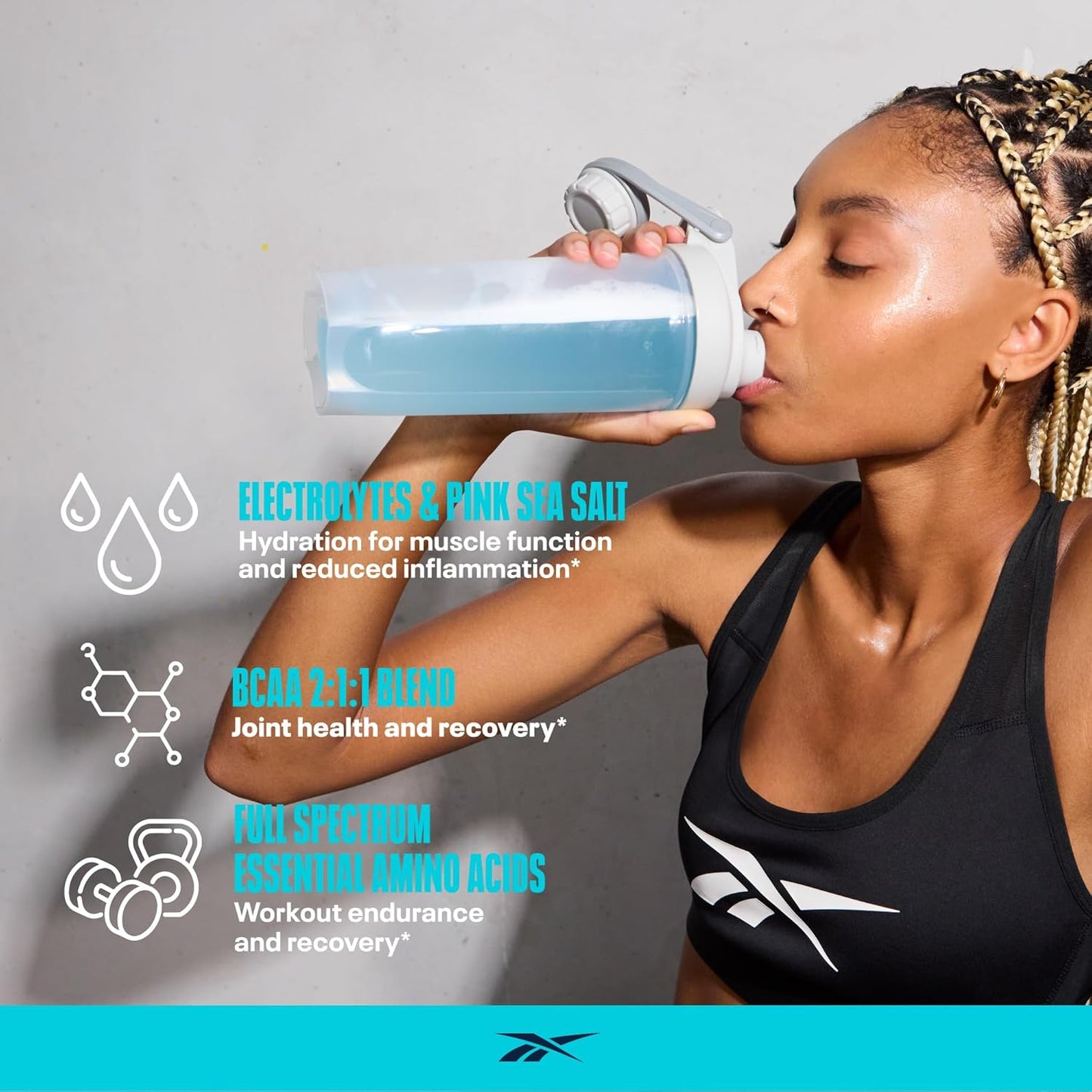 Reebok ReeCover BCAA + EAA + Electrolytes: Muscle Recovery & Strength Support - 30 Servings Rocket Moon Pop Flavor