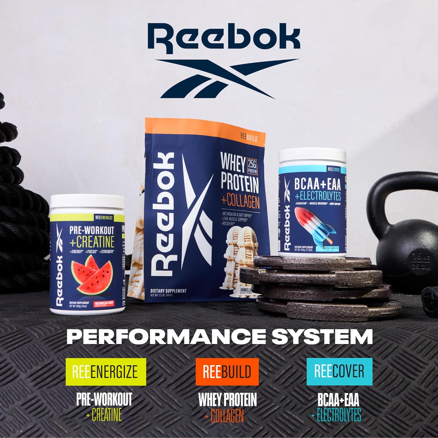 Reebok ReeCover BCAA + EAA + Electrolytes: Muscle Recovery & Strength Support - 30 Servings Rocket Moon Pop Flavor