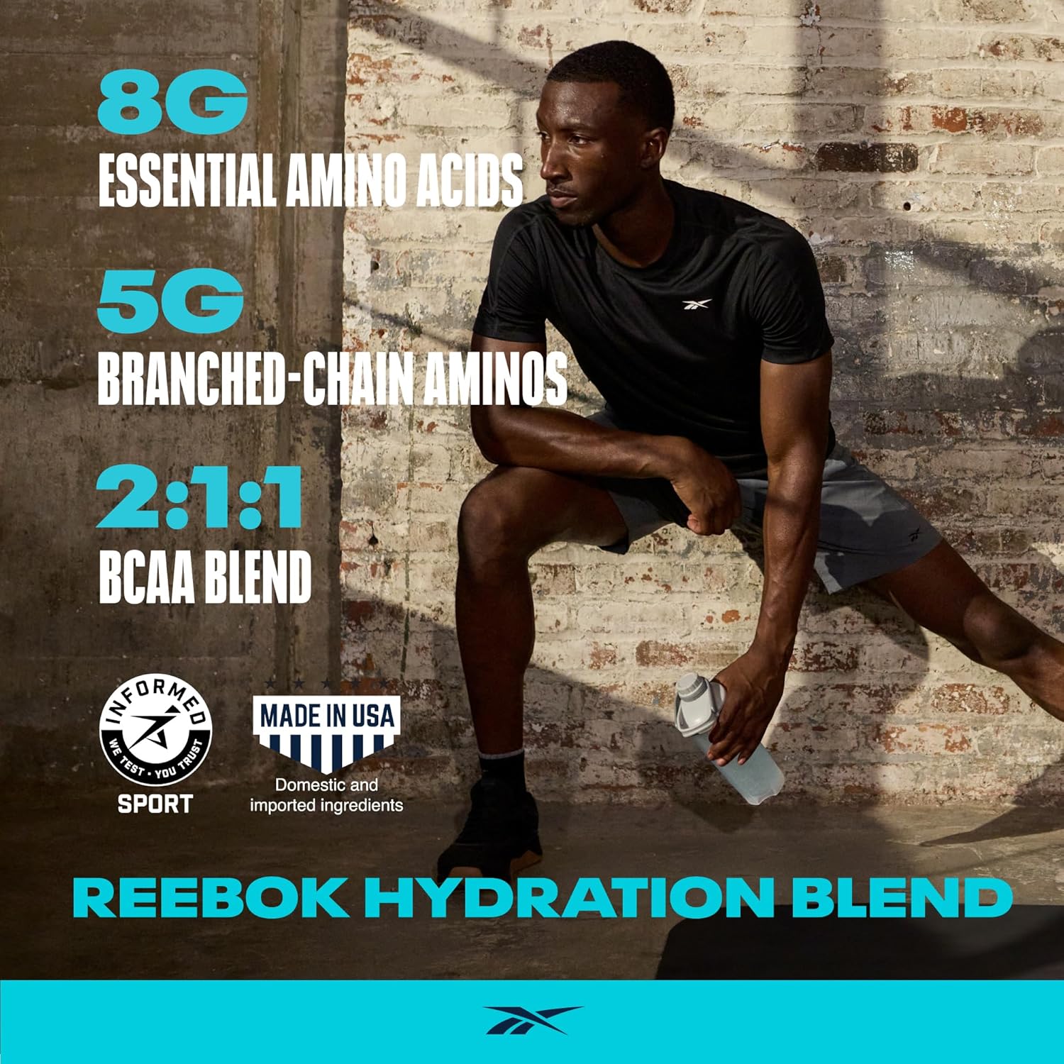 Reebok ReeCover Strawberry Lemonade: BCAA, EAA, Electrolytes Blend for Muscle Recovery - 30 Servings