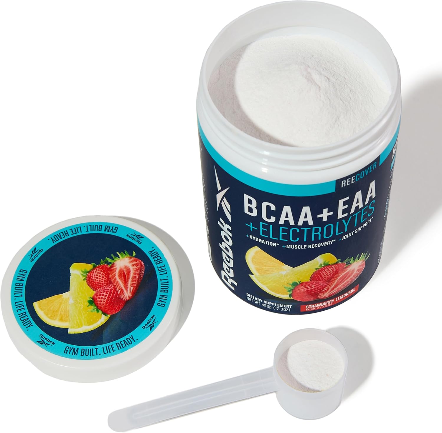 Reebok ReeCover Strawberry Lemonade: BCAA, EAA, Electrolytes Blend for Muscle Recovery - 30 Servings