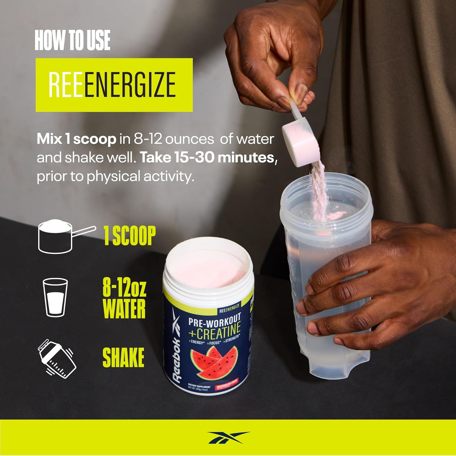 Reebok ReeEnergize & ReeCover Bundle: Pre-Workout + BCAA Pack, Sour Green Apple & Rocket Moon Pop