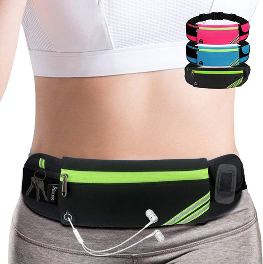 Reflective Slim Running Belt Fanny Pack for Hiking, Cycling, and Workouts - Waist Pack Bag with Jogging Pocket, Travel Money and Phone Holder