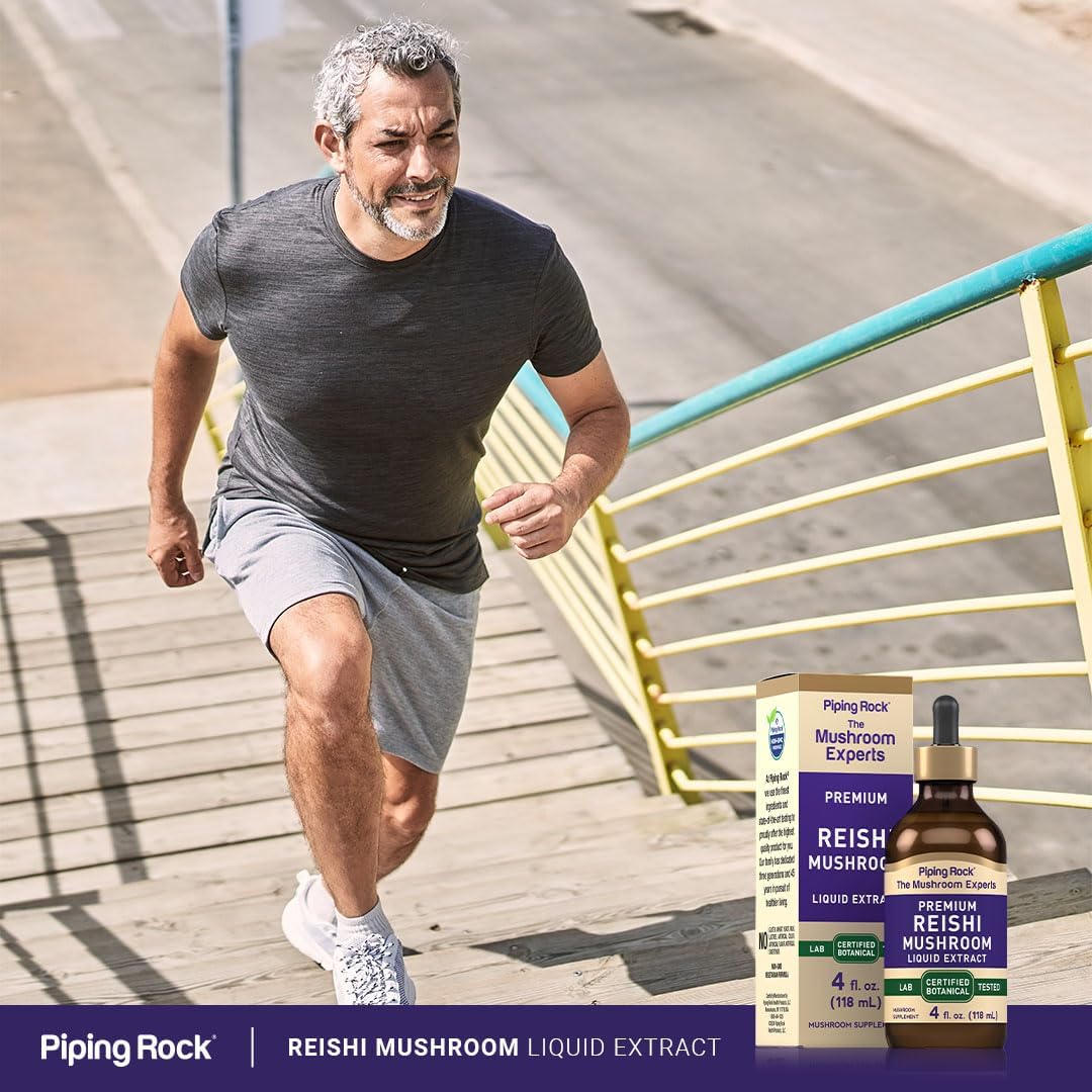 Reishi Mushroom Tincture 4 Fl Oz Liquid Extract | Vegetarian & Alcohol-Free | Non-GMO & Gluten-Free Supplement by Piping Rock