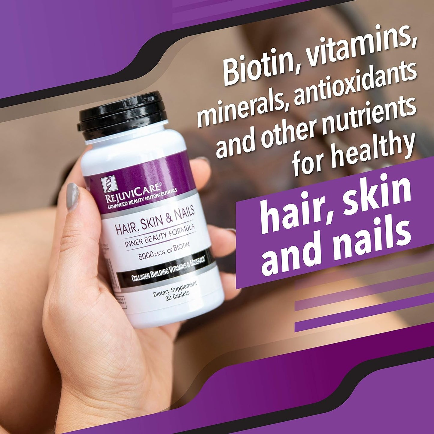 Rejuvicare Beauty Formula with Biotin, Collagen, and Minerals for Hair, Skin & Nails - 30 Servings