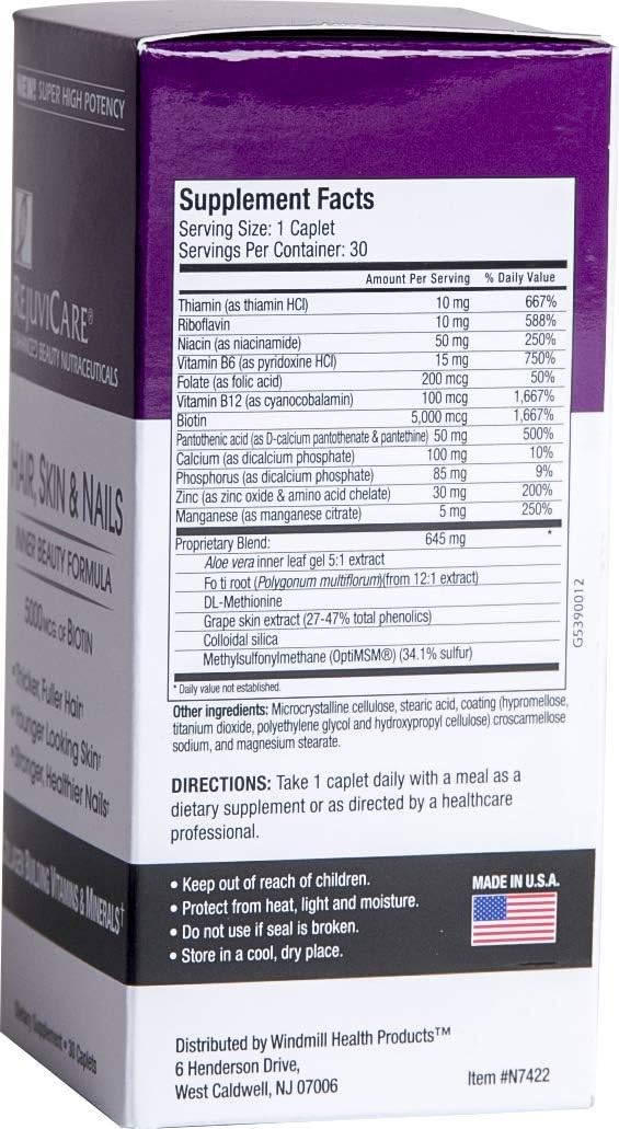 Rejuvicare Beauty Formula with Biotin, Collagen, and Minerals for Hair, Skin & Nails - 30 Servings