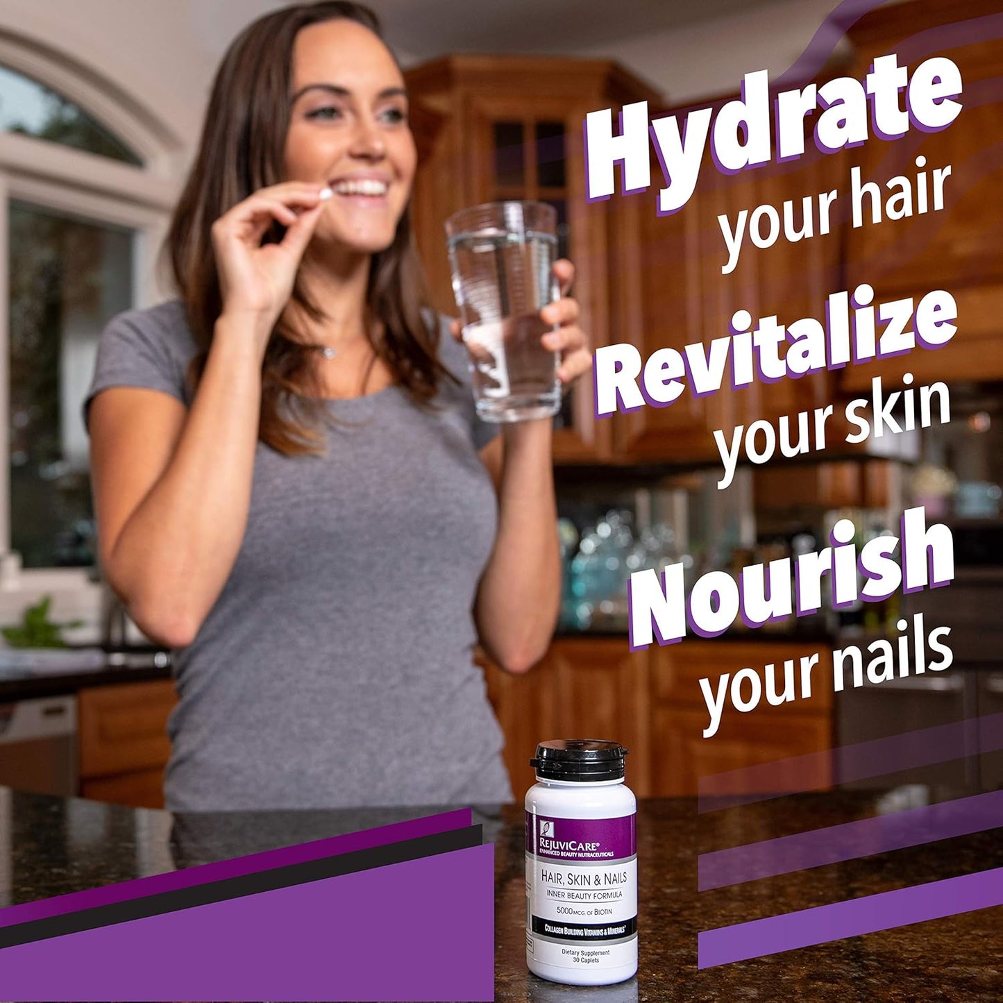 Rejuvicare Beauty Formula with Biotin, Collagen, and Minerals for Hair, Skin & Nails - 30 Servings