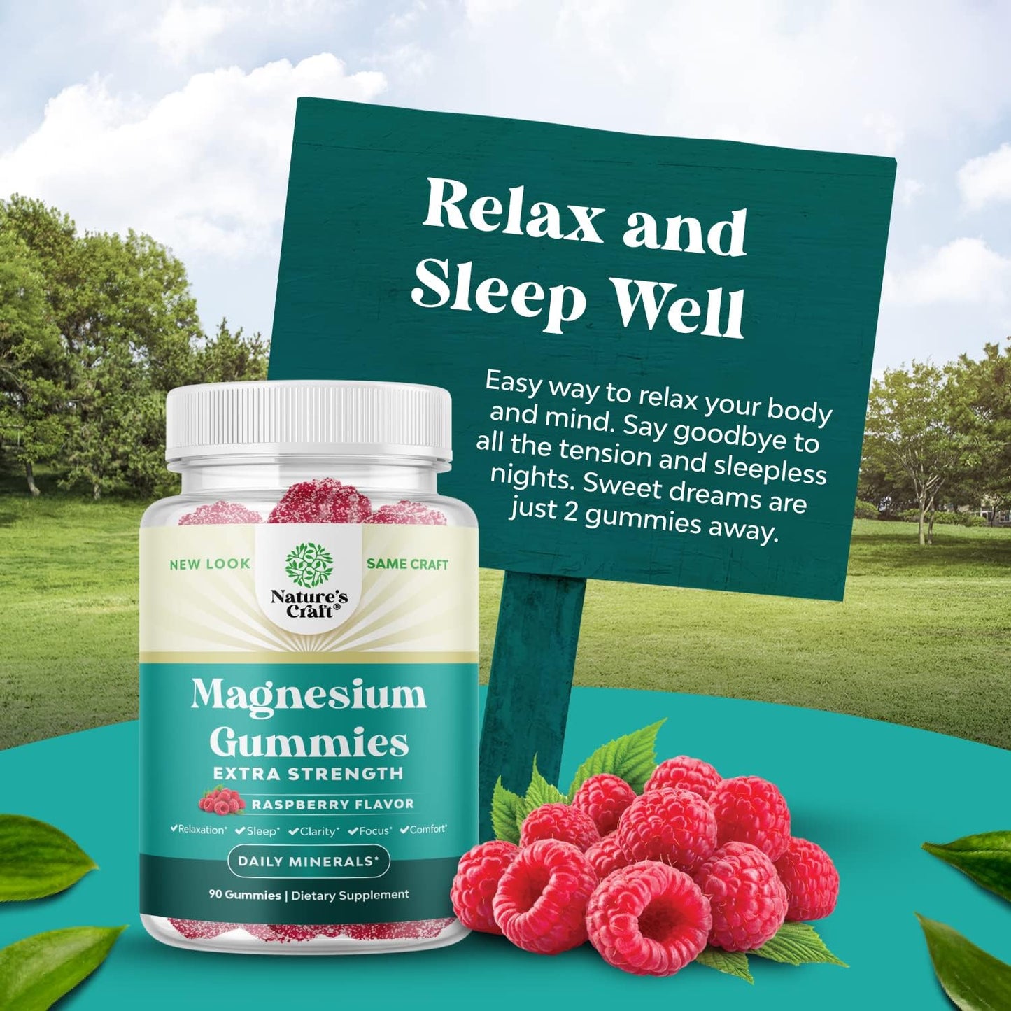 Relaxing Raspberry Flavored Magnesium Gummies for Adults - Sleep Aid Soft Chews - Natural Calm Supplement for Body & Mind Relaxation - 90 Count - BoostGo Australia