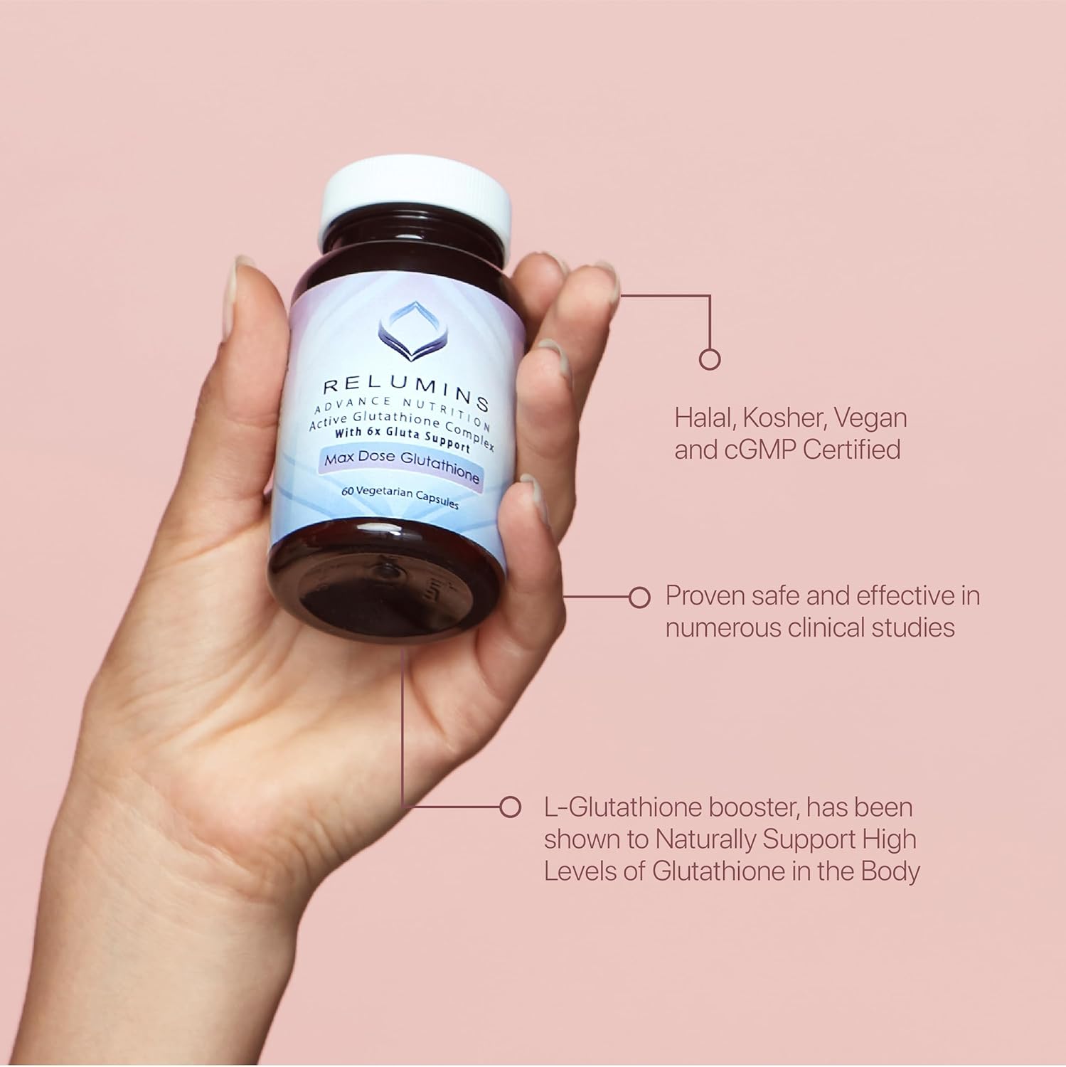 Relumins Advance White Active Glutathione Complex Capsules - Skin Brightening Formula with 6X Boosters - Pack of 600 Capsules