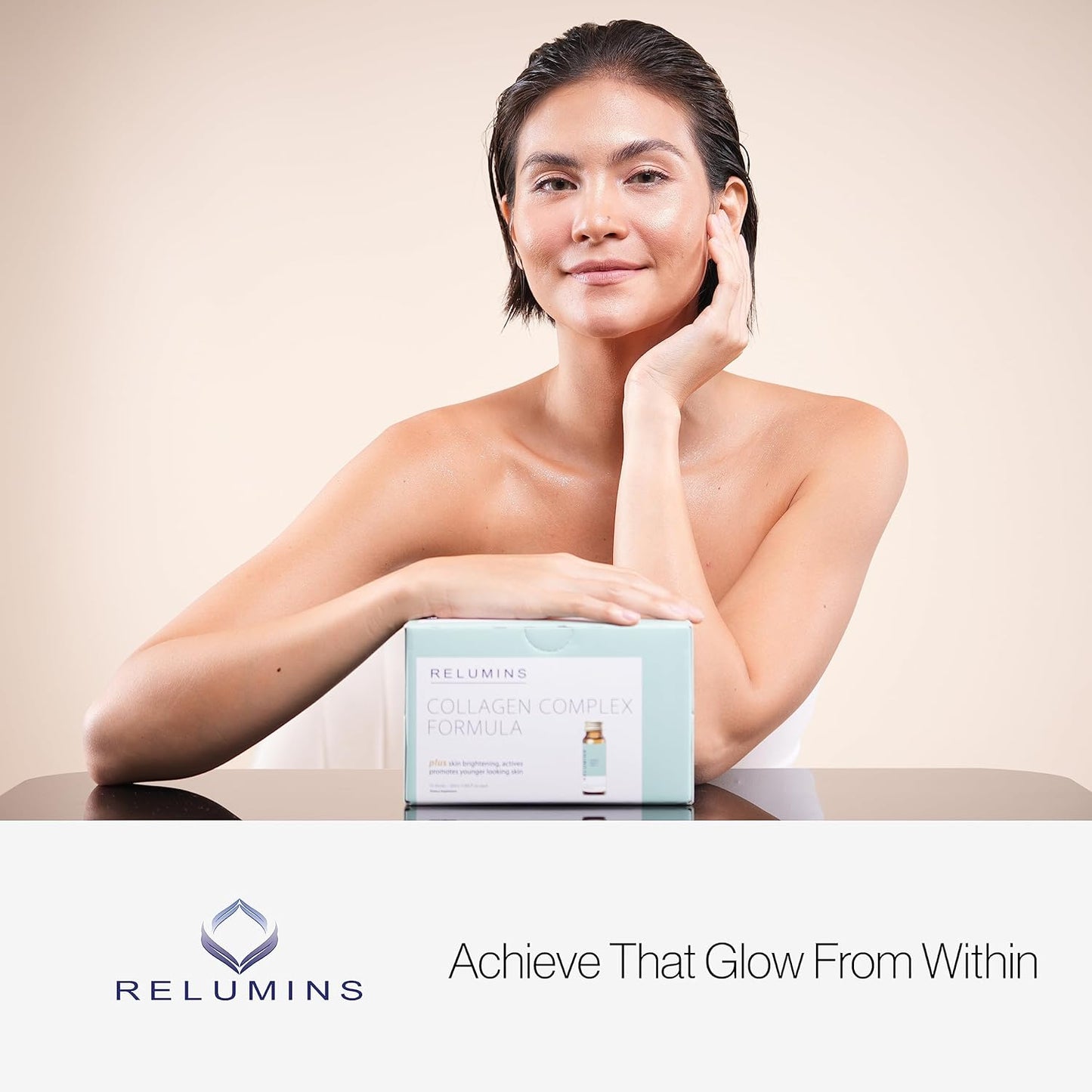 Relumins Collagen Beauty Drink with Glutathione, Hyaluronic, CoQ10, EGCG, Resveratrol - Anti-Aging - Apple Flavor, 10 Drinks x 3 Packs