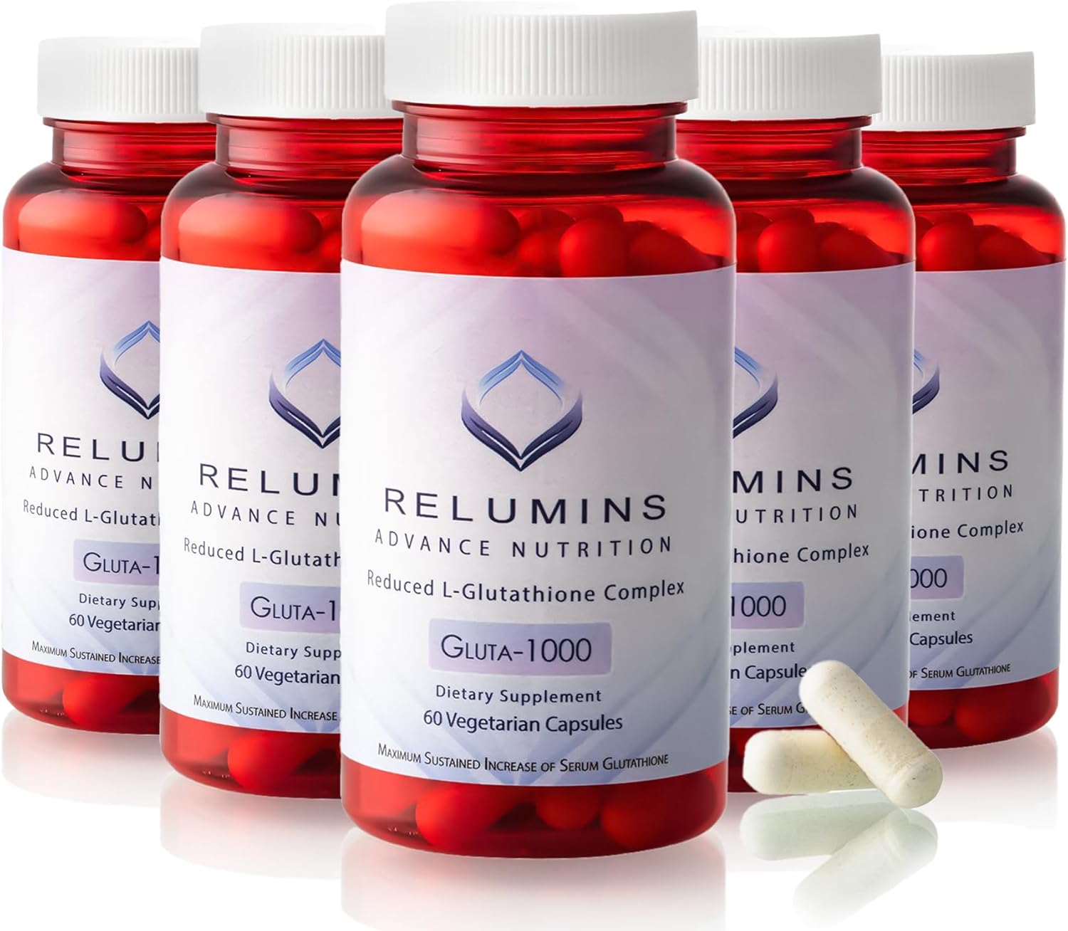 Relumins L Glutathione Complex Capsules with Alpha Lipoic Acid - 1000mg Reduced Glutathione for Radiant Skin - 300 Capsules Total