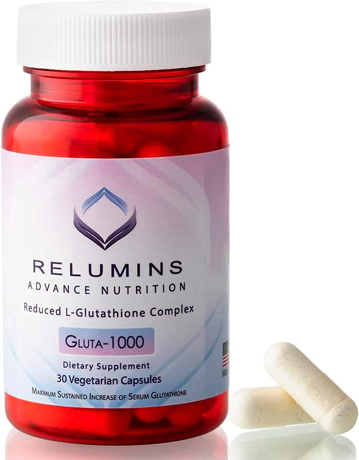 Relumins L Glutathione Complex Skin Supplement - 1000mg with Alpha Lipoic Acid & Rose HIPS - 30 Capsules