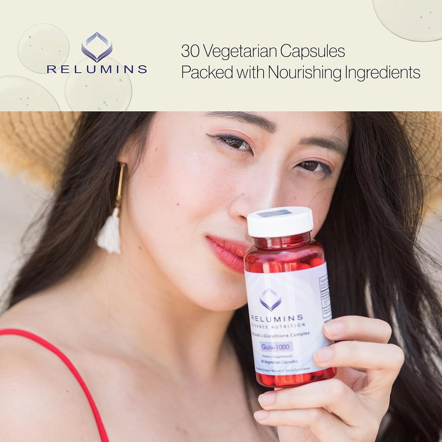 Relumins L Glutathione Complex Skin Supplement - 1000mg with Alpha Lipoic Acid & Rose HIPS - 30 Capsules