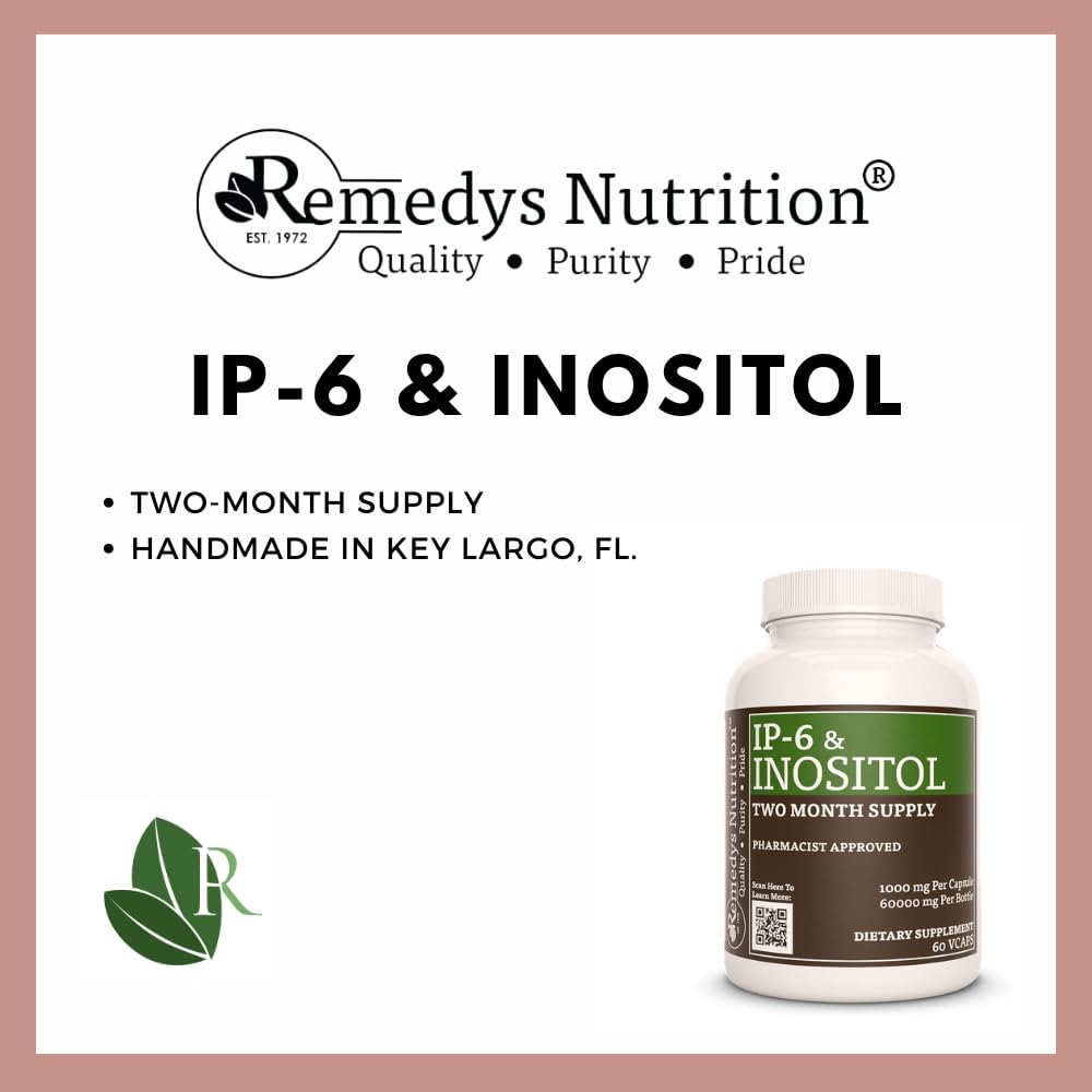 Remedy Nutrition IP6 Supplement with Inositol, Calcium, Magnesium - 1,000mg | 60 Day Supply | Non-GMO, Gluten-Free, Dairy-Free