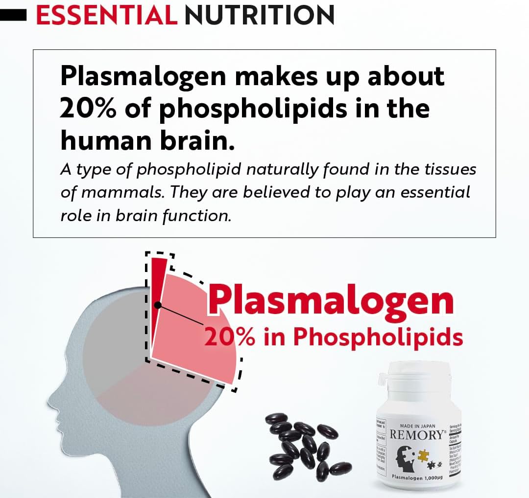 REMORY Plasmalogen Sea Squirt Supplement for Brain Health - 30 Day Supply